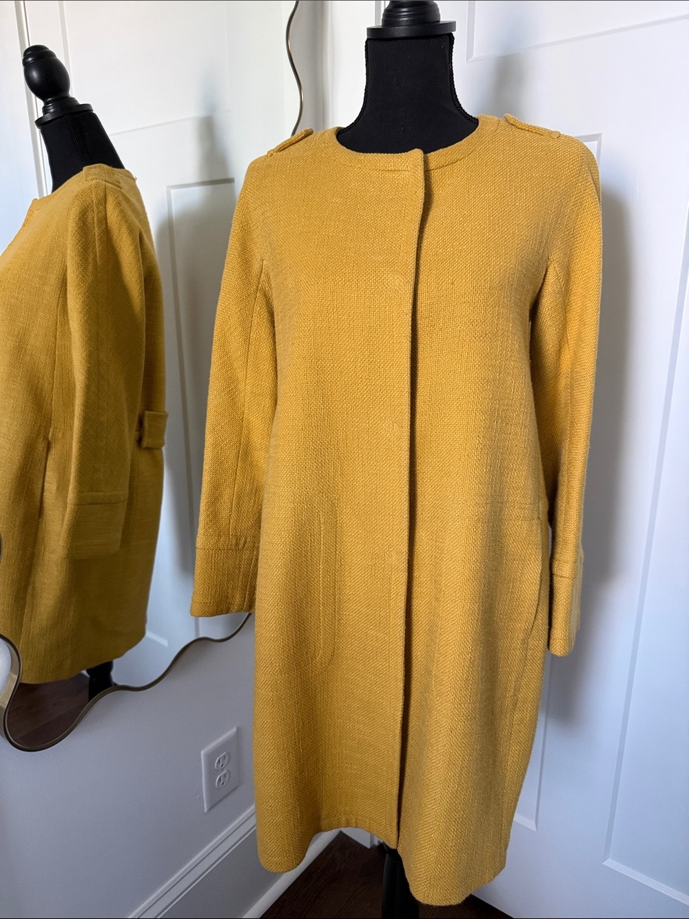 Women's Long Sleeve Mustard Yellow Coat Dress
